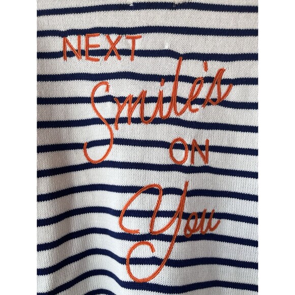 Kerri Rosenthal women NEXT SMILE'S ON YOU Sweater size Small White & Navy Stripe - Picture 3 of 6